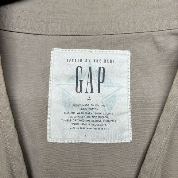 Vintage Gap Vest Large Brown Full Zip Cargo Fishing Hunting Outdoors - Picture 6 of 14